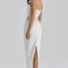Serenella hvit midi-kjol i broderie anglaise-blonder