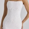 Serenella hvit midi-kjol i broderie anglaise-blonder