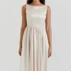 Shayla Vintage kremfarget midikjole