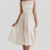 Shayla Vintage kremfarget midikjole