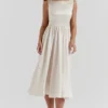 Shayla Vintage kremfarget midikjole