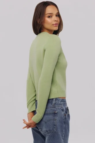 Signatur-cardigan i matcha-kashmir og merinoull