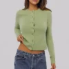 Signatur-cardigan i matcha-kashmir og merinoull