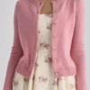 Signature bringebærfarget kashmir- og merinoullcardigan