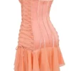 Sirena Sorbet Satin Strapless Mini Kjoler