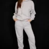 Sky Light Grey Fleece-på-baksiden-bukser