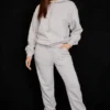 Sky Light Grey Fleece-på-baksiden-bukser