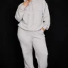Sky Light Grey Fleece-på-baksiden-bukser