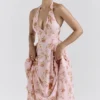 Solada engelsk vintage rose-print georgette halterneck-sommerkjoler
