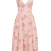Solada engelsk vintage rose-print georgette halterneck-sommerkjoler