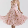 Solada engelsk vintage rose-print georgette halterneck-sommerkjoler