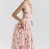Solada engelsk vintage rose-print georgette halterneck-sommerkjoler