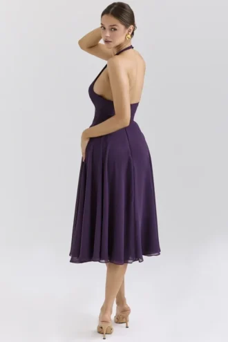 Solada Grape Georgette Halter Sommerkjoler