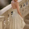 Solada Ivory Vintage Floral Print Georgette Halter Sommerkjoler