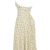 Solada Ivory Vintage Floral Print Georgette Halter Sommerkjoler