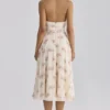 Solada Ivory Vintage Rose Print Georgette Midi Halter Kjoler