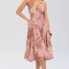 Solada Paisley Patchwork Print Georgette Halter Sommerkjoler