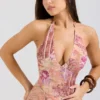 Solada Paisley Patchwork Print Georgette Halter Sommerkjoler