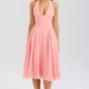 Solada Peach Georgette Halter Sommerkjoler