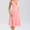Solada Peach Georgette Halter Sommerkjoler