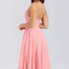 Solada Peach Georgette Halter Sommerkjoler