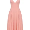 Solada Peach Georgette Halter Sommerkjoler