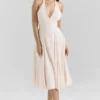 Solada Vintage Cream Georgette Halter Sommerkjoler