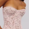 Solaine Baby Pink Floral Lace Boned Korsetter Top