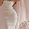 Solana Ivory Sequin Pleat Maxi Kjoler