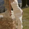 Solana Ivory Sequin Pleat Maxi Kjoler