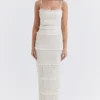 Solana Ivory Sequin Pleat Maxi Kjoler