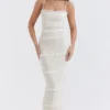 Solana Ivory Sequin Pleat Maxi Kjoler