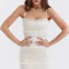 Solana Ivory Sequin Pleat Maxi Kjoler
