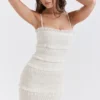 Solana Ivory Sequin Pleat Maxi Kjoler