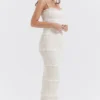 Solana Ivory Sequin Pleat Maxi Kjoler