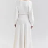 Rowan Ivory Wool Balloon Sleeve Wrap Cardigan