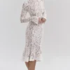 Sophia Vintage elfenbensfarget, tettsittende midikjole i blonder