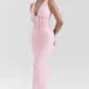 Sophina Perfectly Pink Broderie Anglais Plunge Maxi-kjoler