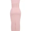 Sophina Perfectly Pink Broderie Anglais Plunge Maxi-kjoler