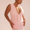 Sophina Perfectly Pink Broderie Anglais Plunge Maxi-kjoler