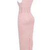 Sophina Perfectly Pink Broderie Anglais Plunge Maxi-kjoler