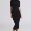 Sorrel svart, halvtransparent midikjole