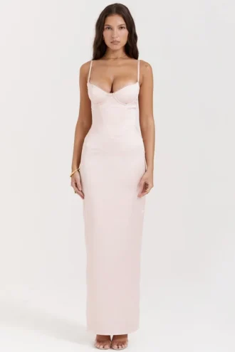 Stefania Soft Peach korsetter-maxidress