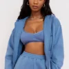 Storm Azure bomullsfleece-hettegenser med glidelås
