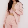 Storm Blush bomullsfleece-hettegenser med glidelås
