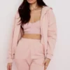 Storm Blush bomullsfleece-hettegenser med glidelås