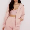 Storm Blush bomullsfleece-hettegenser med glidelås