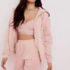 Storm Blush bomullsfleece-hettegenser med glidelås