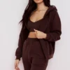 Storm Chocolate Cotton Fleece-Back Zip Through Hettegensere