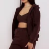 Storm Chocolate Cotton Fleece-Back Zip Through Hettegensere